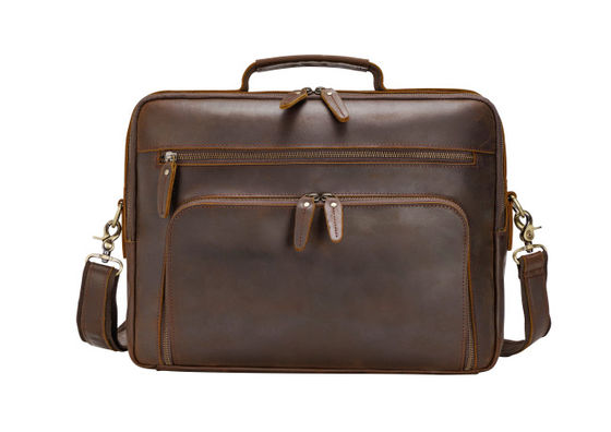 Antiwear Practical Leather Business Briefcase , Durable Leather Laptop Bags For Men