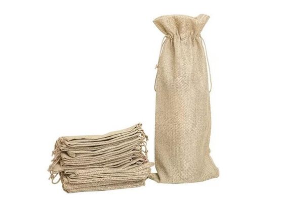Burlap Jute Durable Reusable Gift Bags Eco Friendly For Wine Bottle