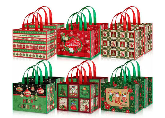 Non Woven Shopping Reusable Gift Bags Christmas Non Toxic With Handles