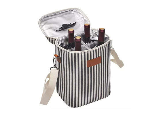 Nylon Travel Insulated Wine Tote Bag , Leakproof Wine Cooler Carry Bag