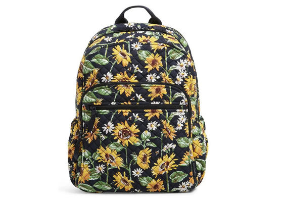 Custom Printed Sunflower Laptop Backpack Girls Business Travel Quilted Women Casual