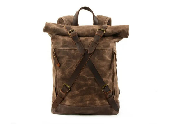 School College Rucksack Computer Bag , Canvas Leather Satchel Bookbag