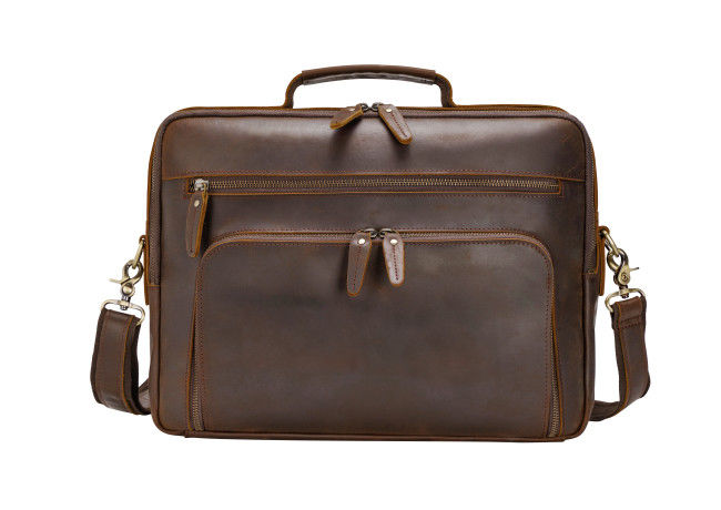 Antiwear Practical Leather Business Briefcase , Durable Leather Laptop Bags For Men