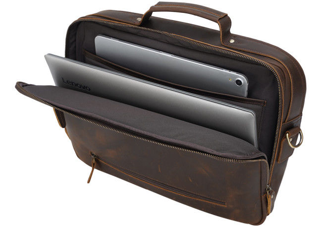 Antiwear Practical Leather Business Briefcase , Durable Leather Laptop Bags For Men