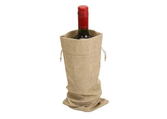 Burlap Jute Durable Reusable Gift Bags Eco Friendly For Wine Bottle