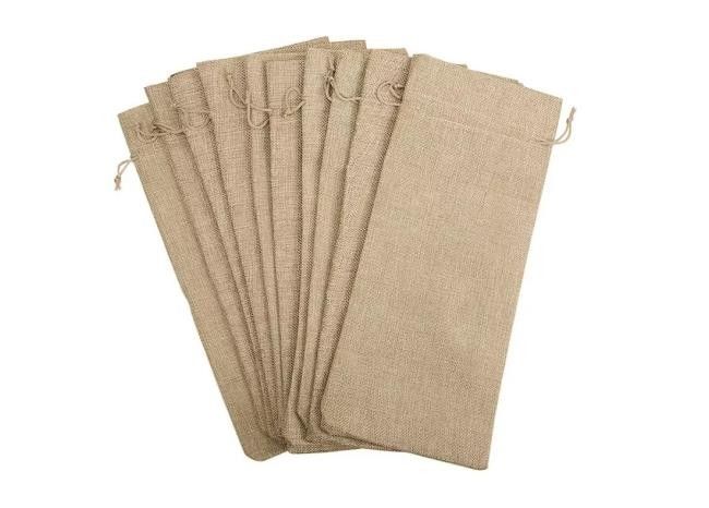 Burlap Jute Durable Reusable Gift Bags Eco Friendly For Wine Bottle