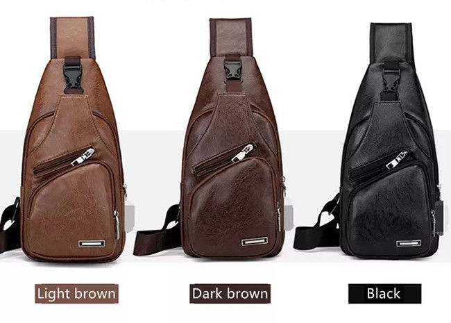 USB Charging Messenger Shoulder Strap Bag Reusable PU Leather