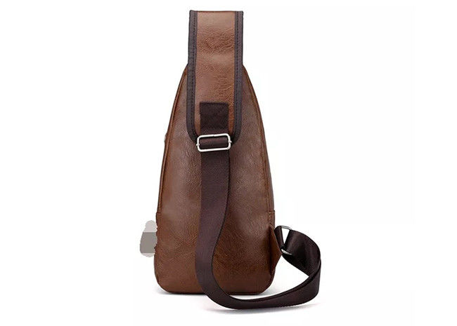 USB Charging Messenger Shoulder Strap Bag Reusable PU Leather