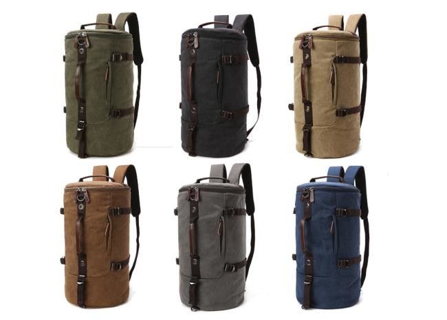 Antiwear Vintage Hiking Backpack , Multi Scene Cylinder Canvas Daypack