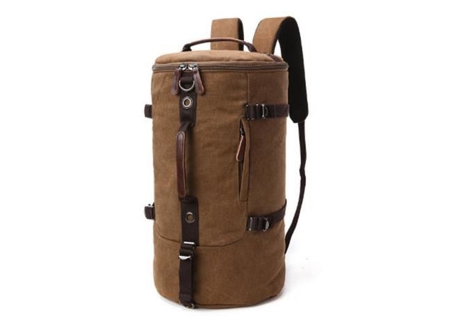 Antiwear Vintage Hiking Backpack , Multi Scene Cylinder Canvas Daypack