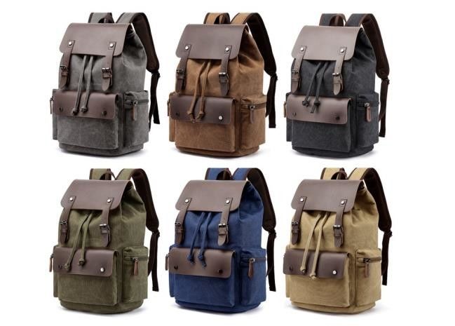 Practical Men Vintage Canvas Backpack , Multicolor Canvas Knapsack Vintage