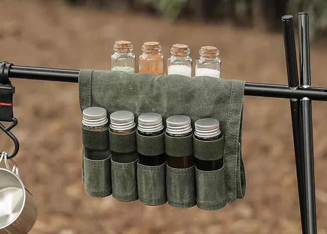 Canvas Barbecue Camping Storage Bag 38.5x19.5cm For Seasoning Bottles
