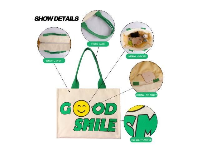 Canvas Cotton Reusable Shopping Bags Tote Multiscene For Women