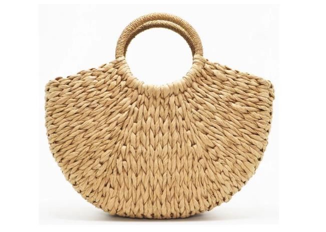 Practical Beach Round Straw Handbag Woven Portable For Women