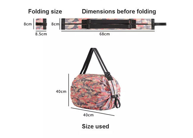 Nylon Shoulder Foldable Travel Bags Reusable Waterproof Portable