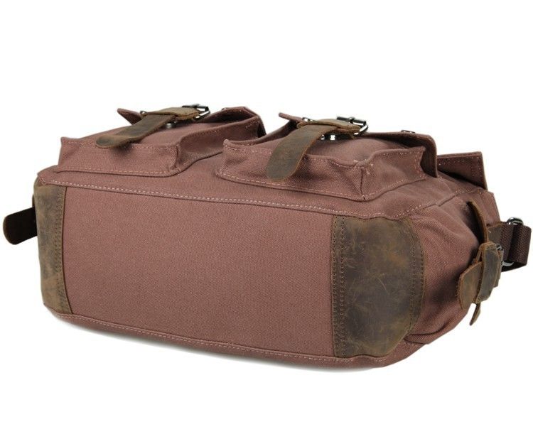 Canvas 20L Men'S Leather Business Messenger Bag Reusable Wear Resistant