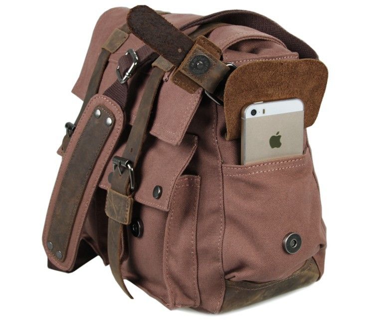 Canvas 20L Men'S Leather Business Messenger Bag Reusable Wear Resistant