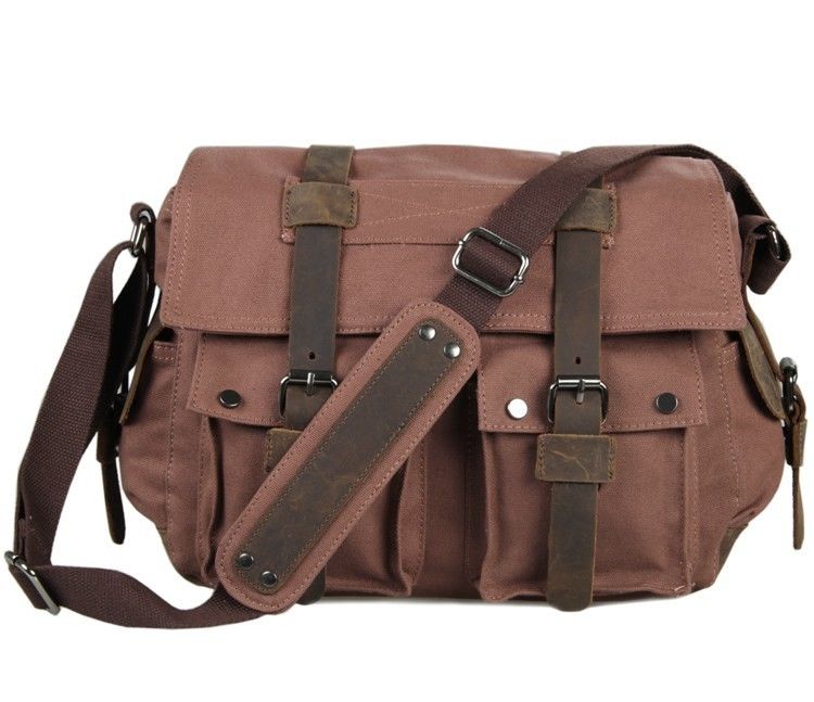 Canvas 20L Men'S Leather Business Messenger Bag Reusable Wear Resistant