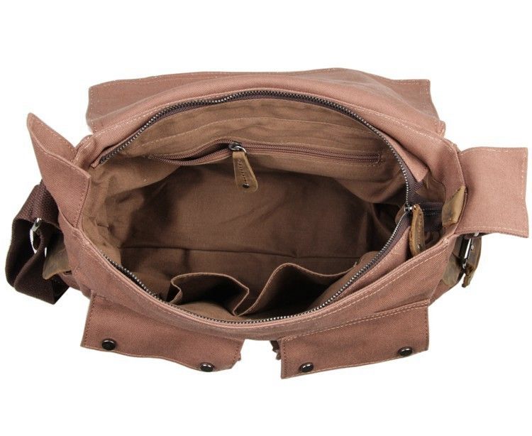 Canvas 20L Men'S Leather Business Messenger Bag Reusable Wear Resistant