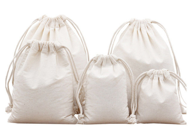 Practical Antiwear Pouch Drawstring Bag , Recycle Canvas Drawstring Gift Bags