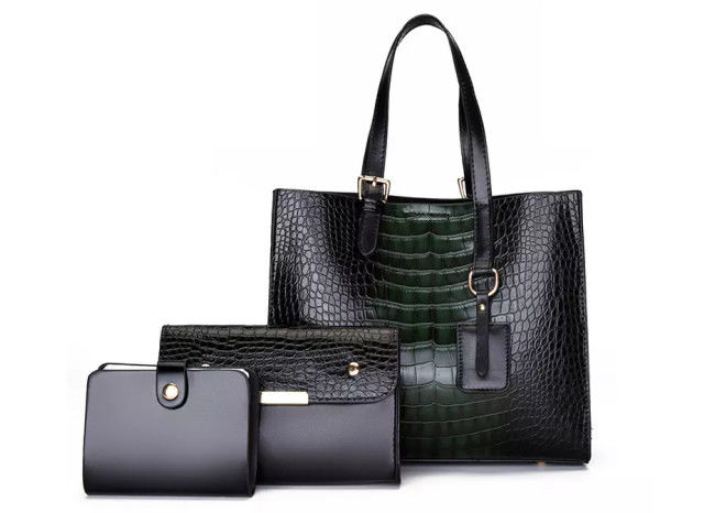 Anti Abrasion Women PU Handbag Purse Set Reusable Multipurpose