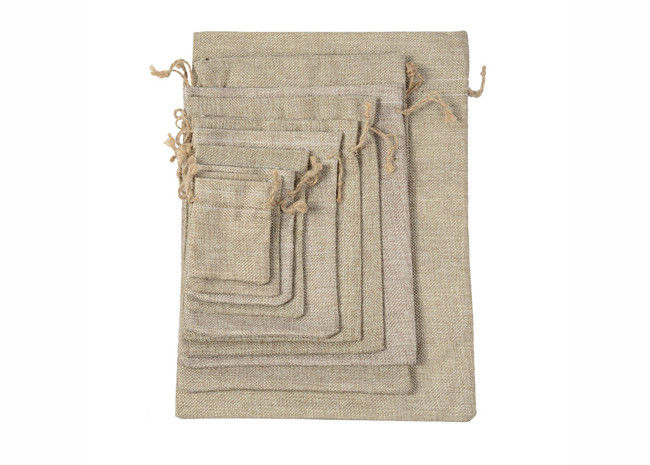 Multipurpose Burlap Drawstring Bag , Antiwear Jute Bags For Coffee Beans