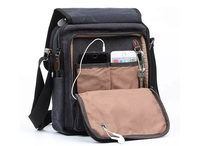 Reusable Antiwear Messenger Crossbody Bag , Portable Retro Canvas Messenger Bag