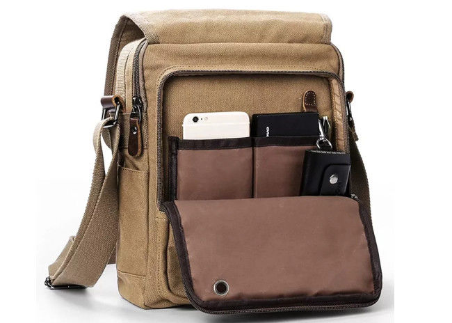 Reusable Antiwear Messenger Crossbody Bag , Portable Retro Canvas Messenger Bag