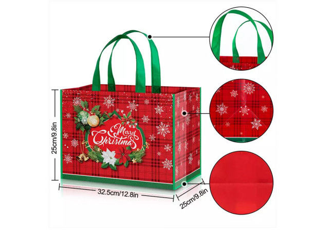 Non Woven Shopping Reusable Gift Bags Christmas Non Toxic With Handles