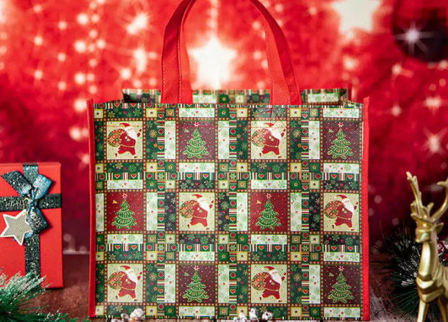 Non Woven Shopping Reusable Gift Bags Christmas Non Toxic With Handles