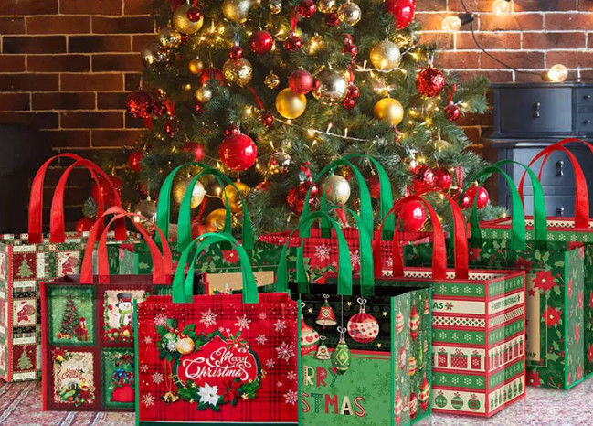 Non Woven Shopping Reusable Gift Bags Christmas Non Toxic With Handles