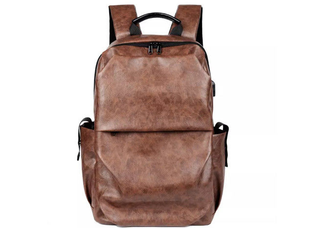 Teenager Leakproof Leather Casual Backpack With USB Charging
