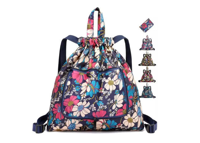Women Drawstring Hiking Camping Bags Tearproof Foldable for Travel