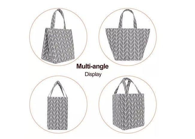 Canvas Fabric Reusable Insulated Lunch Bag With Inner Pocket