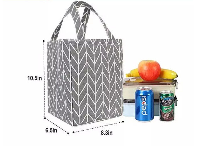 Canvas Fabric Reusable Insulated Lunch Bag With Inner Pocket