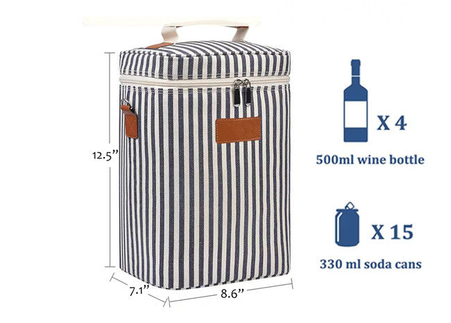 Nylon Travel Insulated Wine Tote Bag , Leakproof Wine Cooler Carry Bag