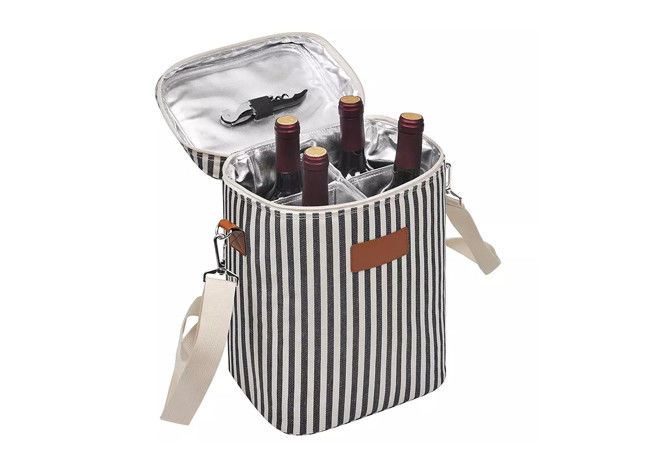 Nylon Travel Insulated Wine Tote Bag , Leakproof Wine Cooler Carry Bag