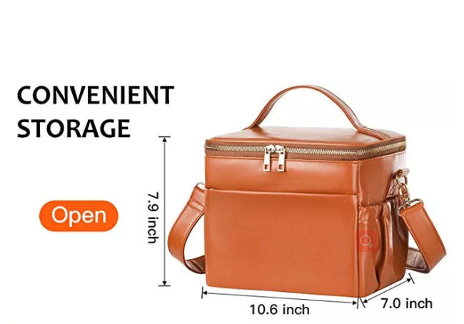 Practical Leather Insulated Lunch Bag Cooler Waterproof Durable