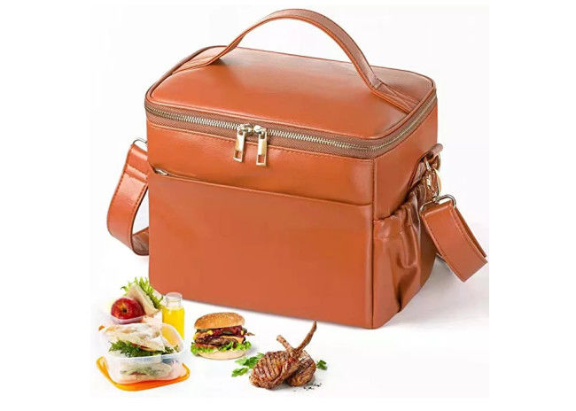 Practical Leather Insulated Lunch Bag Cooler Waterproof Durable