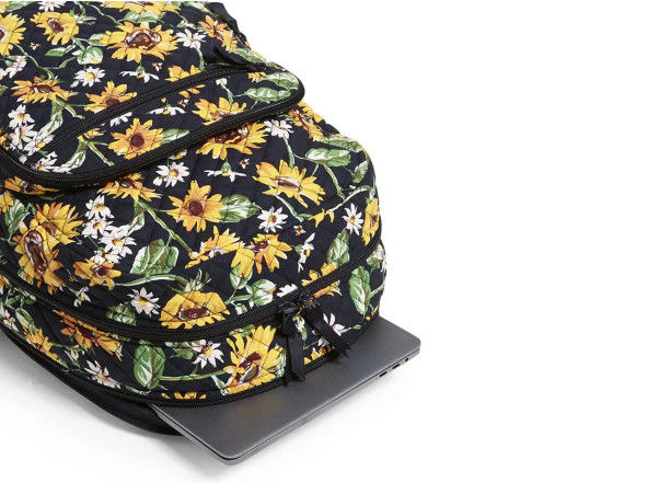 Custom Printed Sunflower Laptop Backpack Girls Business Travel Quilted Women Casual