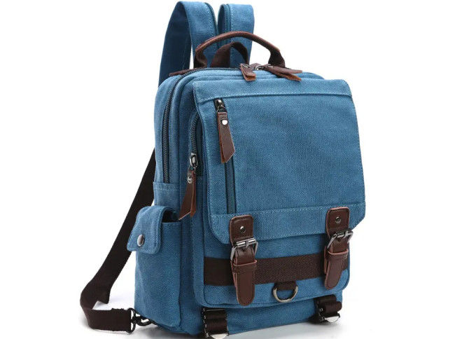 Leather Men Crossbody Single Shoulder Strap Laptop 16OZ Canvas Messenger Bag Stylish