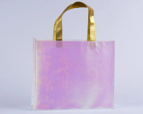 Gift Tote Non Woven Shopping Bag Holographic Metallic Shiny Laminated Iridescent