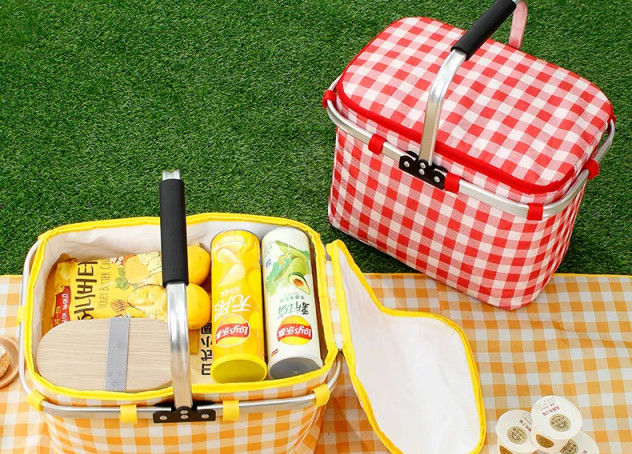 BSCI Shopping Travel Camping Grocery Bags , Foldable Insulated Picnic Basket