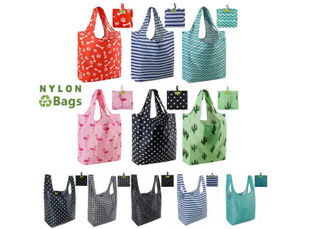 Eco Ripstop Grocery Carry Bag , Foldable Recycle Reusable Nylon Shopping Bag