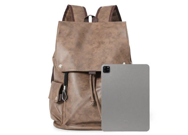 Leather Business Laptop Backpack , Daily Casual Laptop Backpack