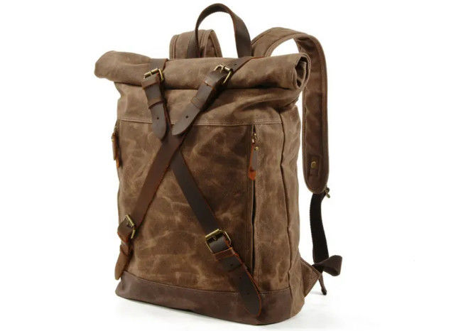 School College Rucksack Computer Bag , Canvas Leather Satchel Bookbag