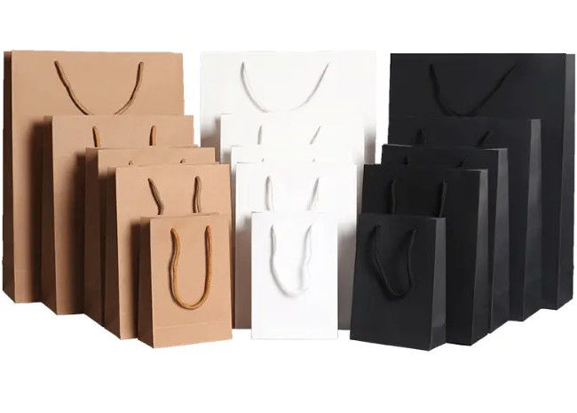 Luxury Custom Printed Your Own Logo White Brown Craft Shopping Paper Bag With Handles