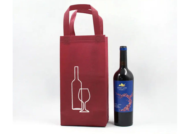 Custom Promotion Gift Bag , Reusable Non Woven Wine Bags 6 Bottle Tote