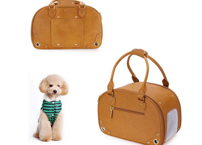 45L Travel Portable Soft Padded Dog Cat Leather Handbag Foldable