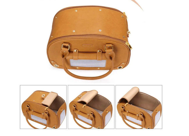 45L Travel Portable Soft Padded Dog Cat Leather Handbag Foldable
